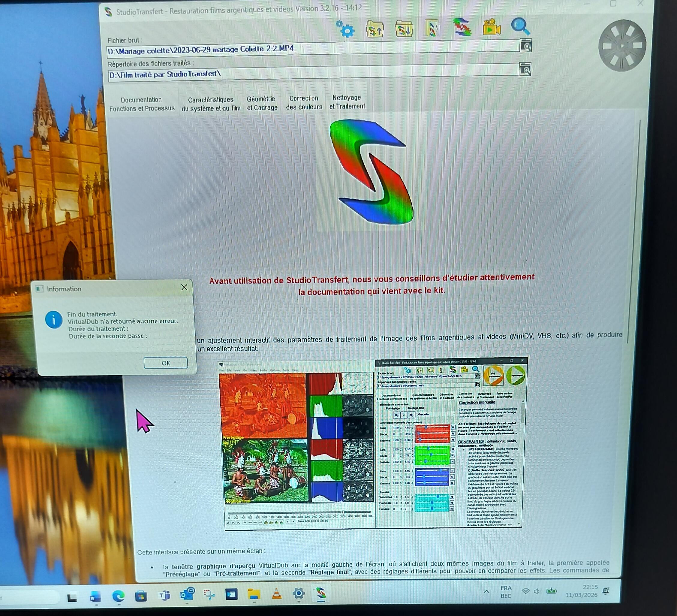 message après avoir répondu OK