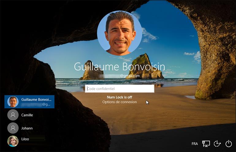 écran de connexion W10